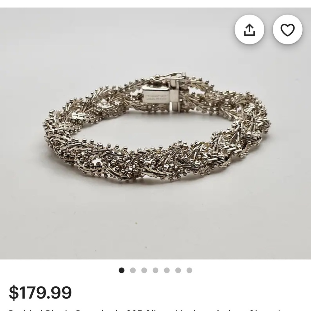 Source Unknown Intricate Silver Bracelet - image 1
